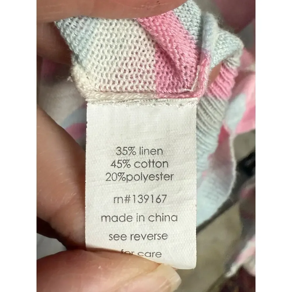 27 Miles Sweater Womens Small Pastel Camo Coastal Malibu Linen Cotton